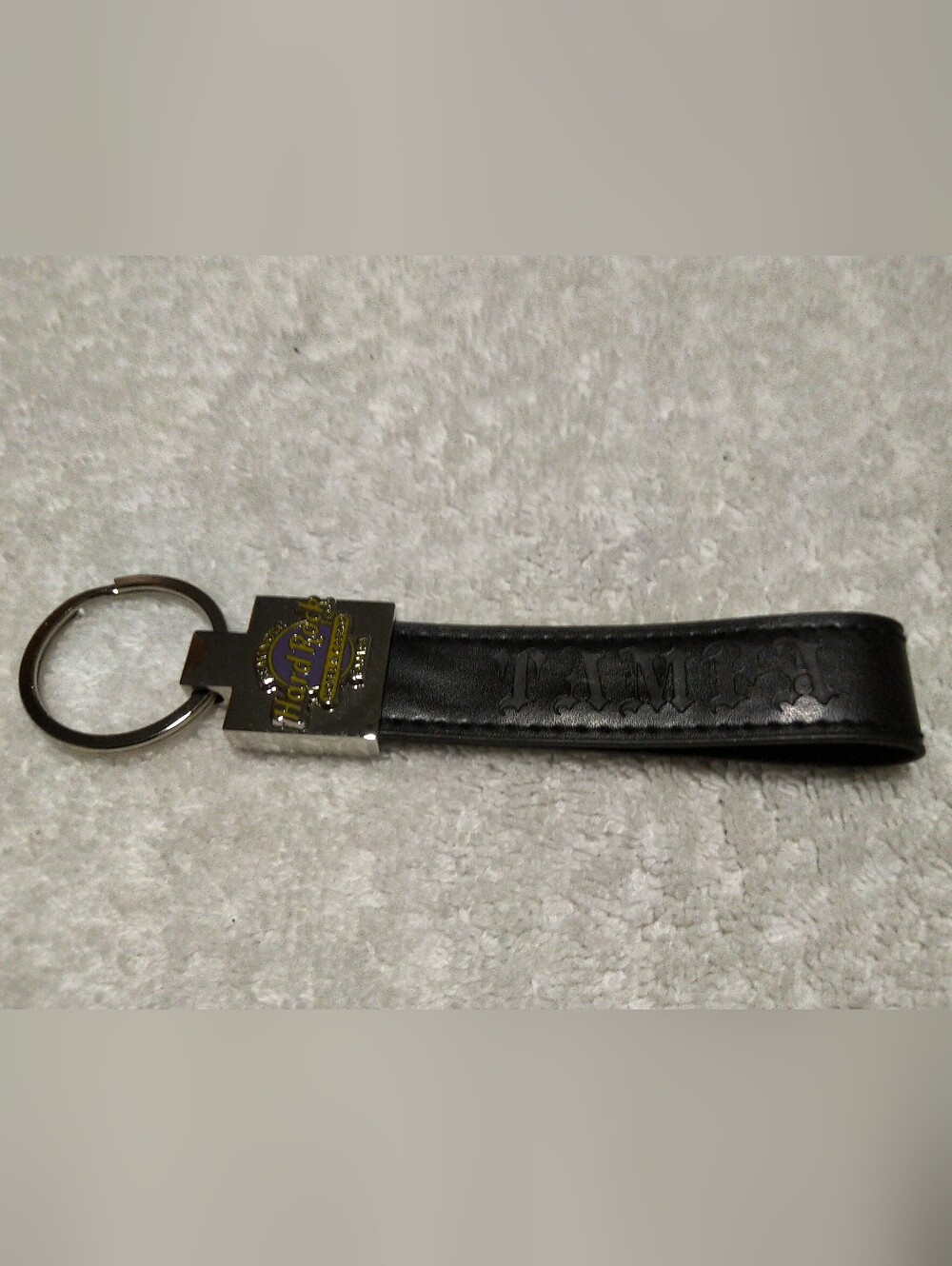Hard Rock Hotel & Casino Tampa Black Genuine Leather Key Fob/ Keychain- Unisex